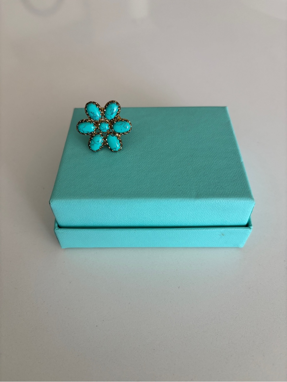 Turquoise Flower Statement Ring - Women Jewelry Size 6